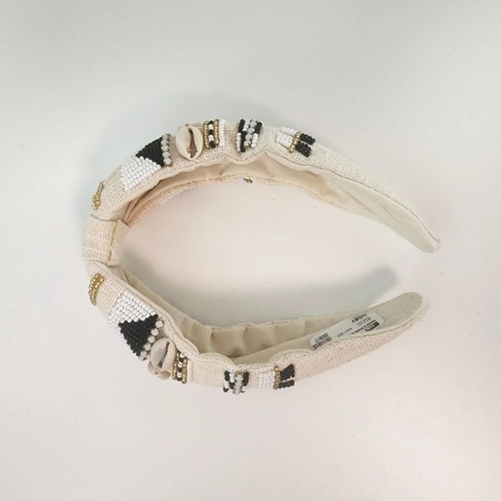 NEW Bohemian Beaded Shell Ivory Knot Headband - Picture 5 of 8